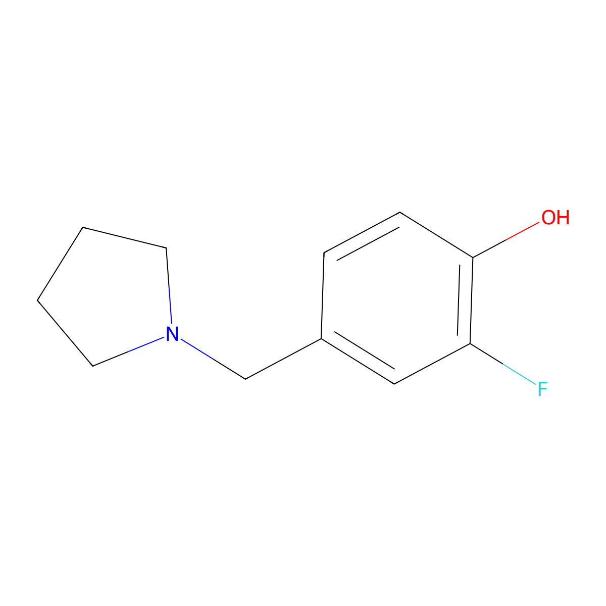2-Fluoro-4-(pyrrolidin-1-ylmethyl)phenol molecular structure, CAS 1260750-79-5