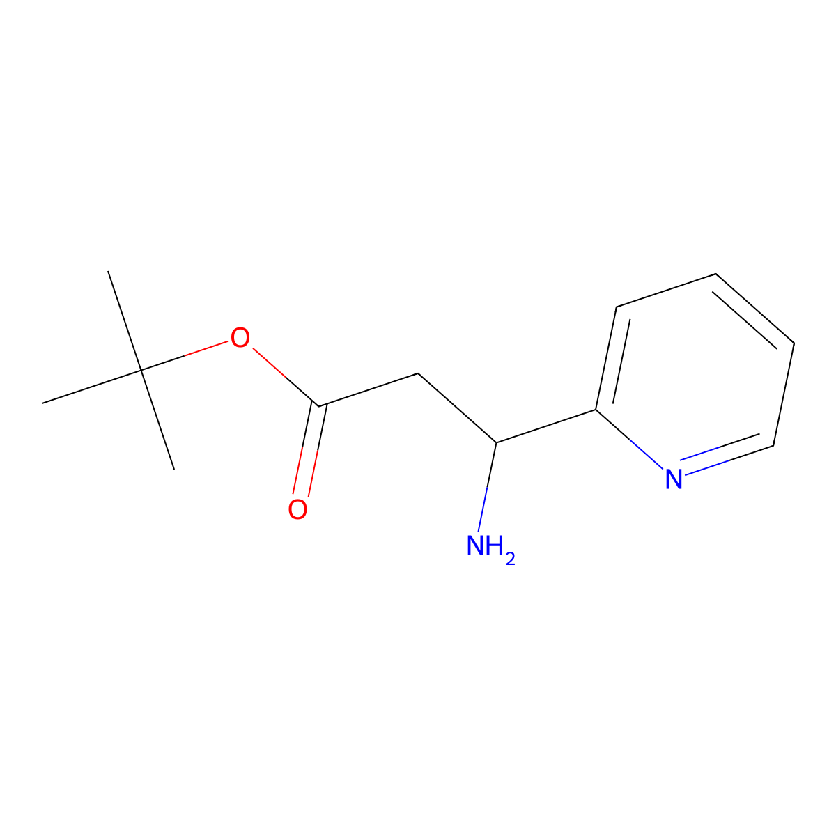 Tert-butyl 3-amino-3-(pyridin-2-yl)propanoate molecular structure, CAS 1260751-42-5