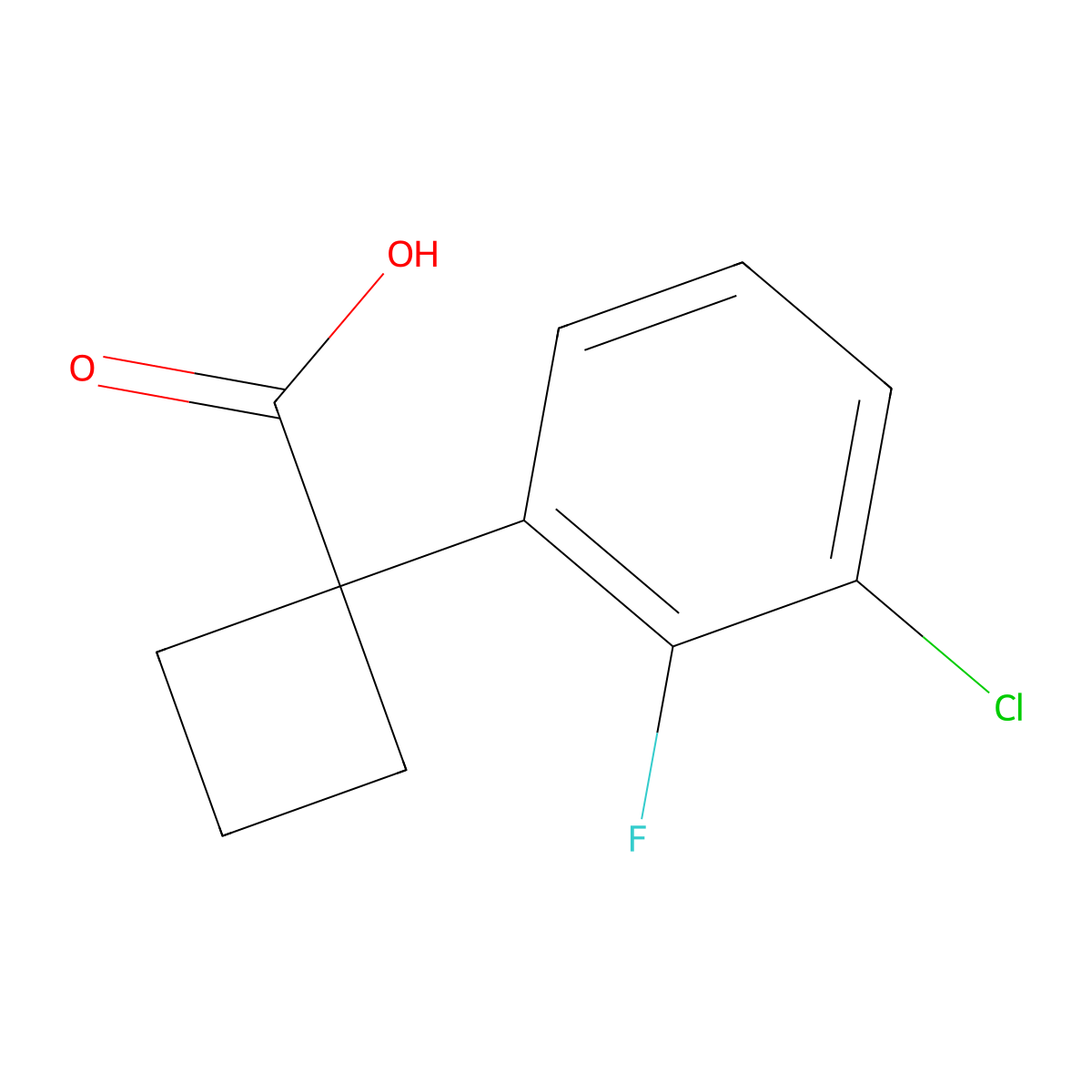 1-(3-Chloro-2-fluorophenyl)cyclobutane-1-carboxylic acid molecular structure, CAS 1260751-97-0