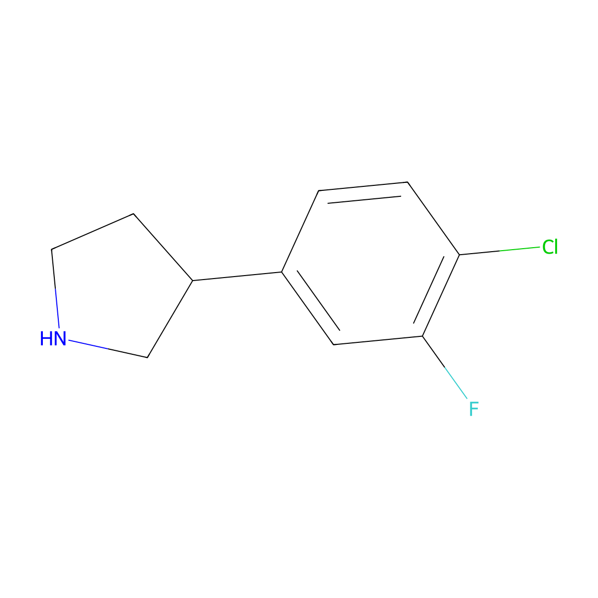 3-(4-Chloro-3-fluorophenyl)pyrrolidine molecular structure, CAS 1260753-06-7