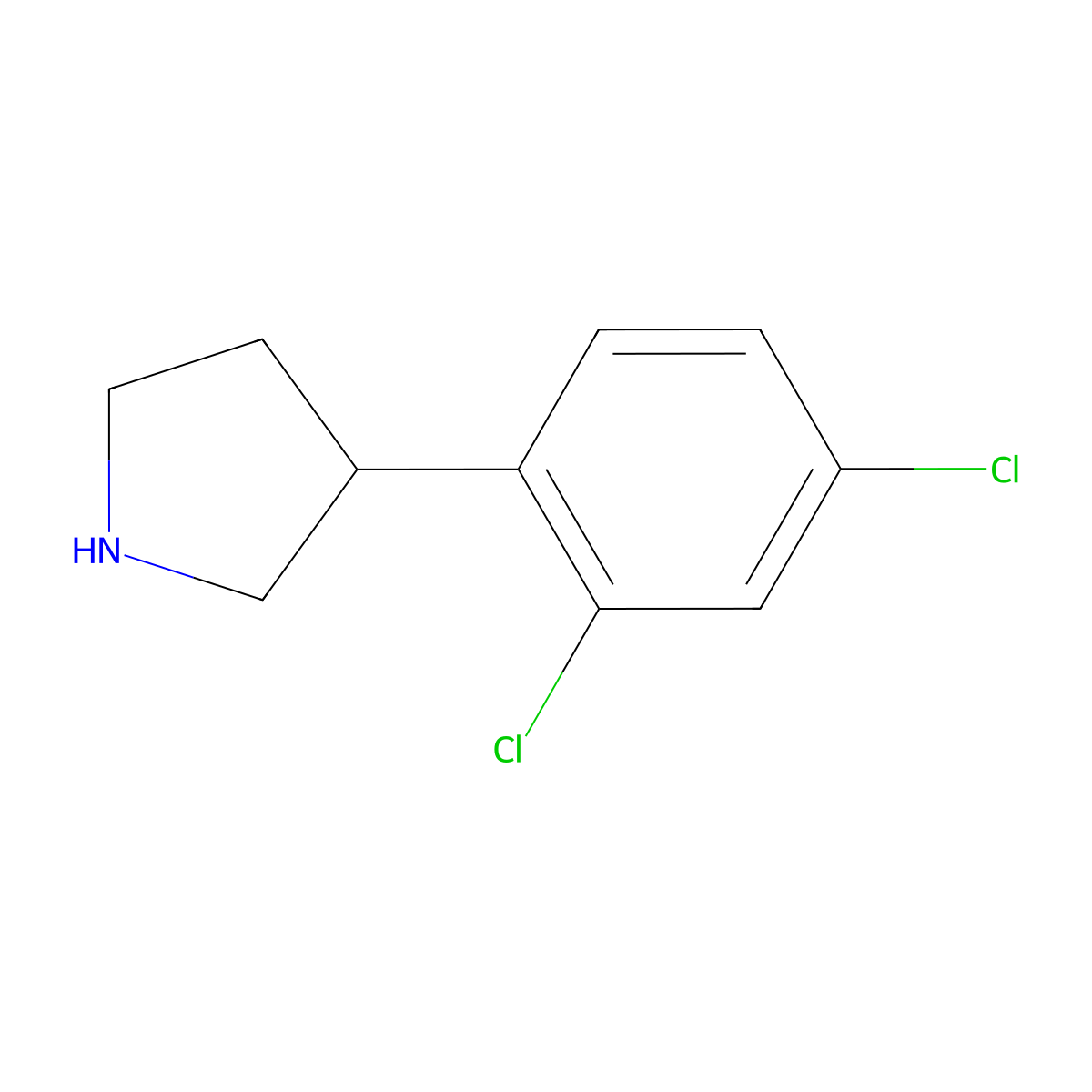 3-(2,4-Dichlorophenyl)pyrrolidine molecular structure, CAS 1260753-41-0