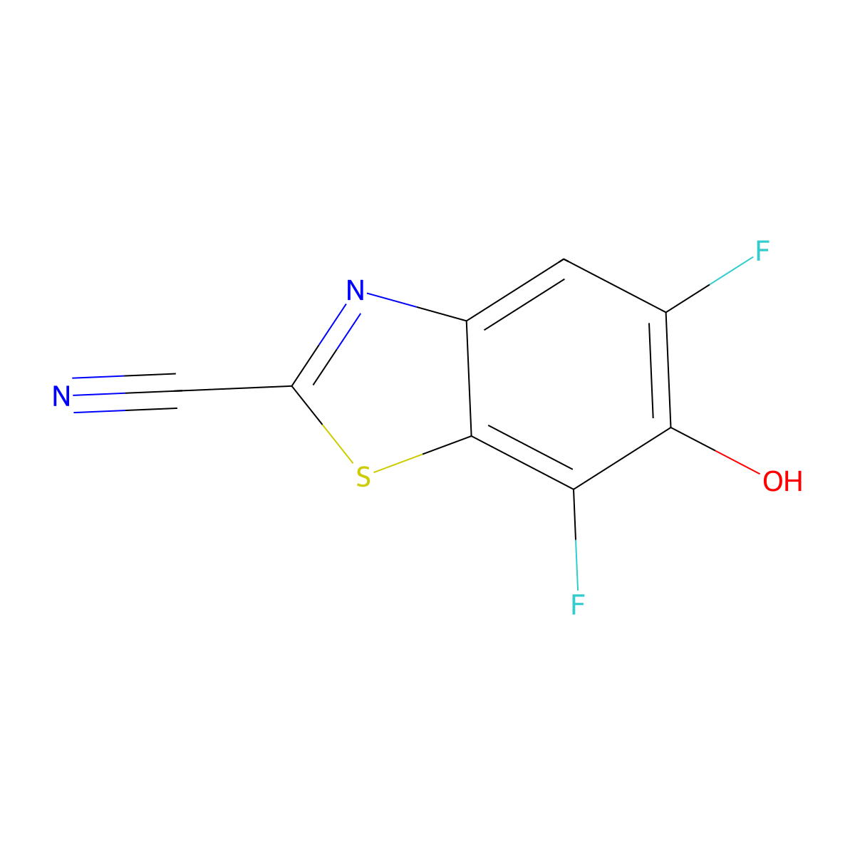 5,7-Difluoro-6-hydroxy-1,3-benzothiazole-2-carbonitrile molecular structure, CAS 1260754-29-7