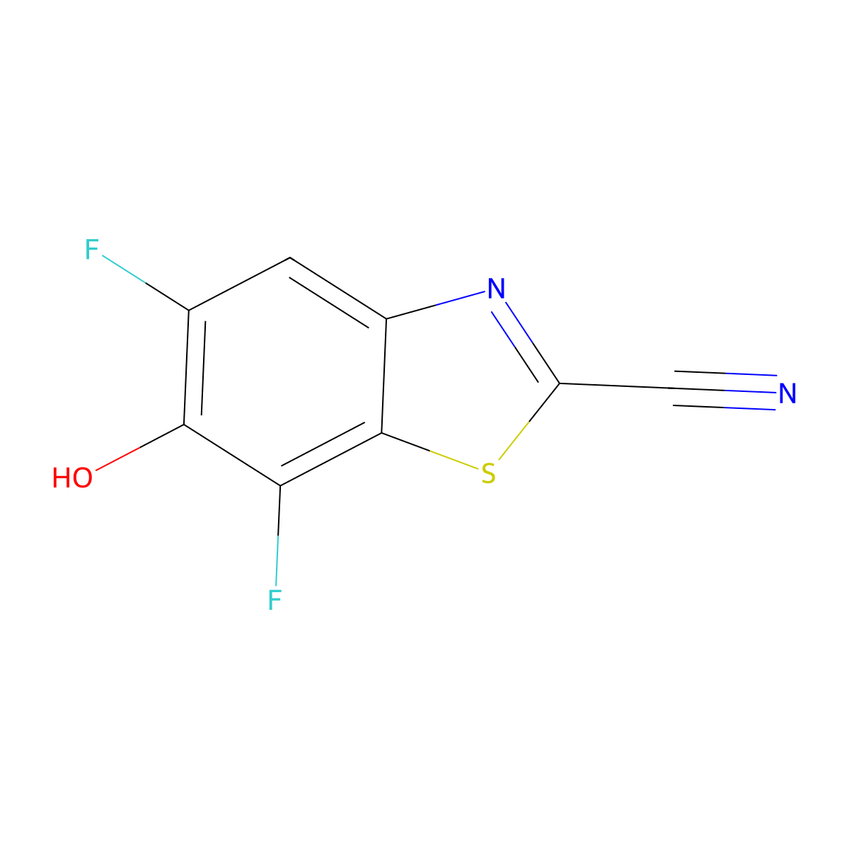 5,7-Difluoro-6-hydroxy-1,3-benzothiazole-2-carbonitrile molecular structure, CAS 1260754-29-7