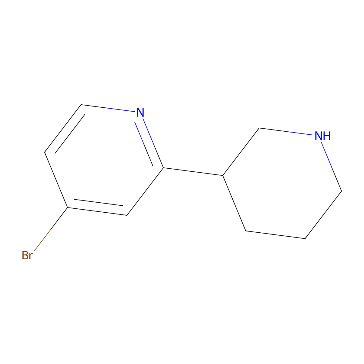 4-Bromo-2-(piperidin-3-yl)pyridine molecular structure, CAS 1260756-26-0