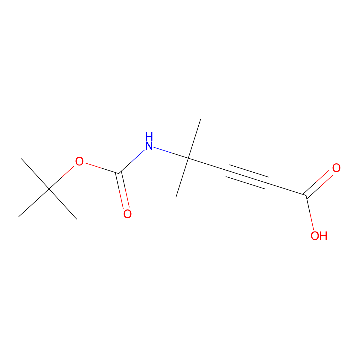 4-((tert-Butoxycarbonyl)amino)-4-methylpent-2-ynoic acid molecular structure, CAS 1260757-30-9