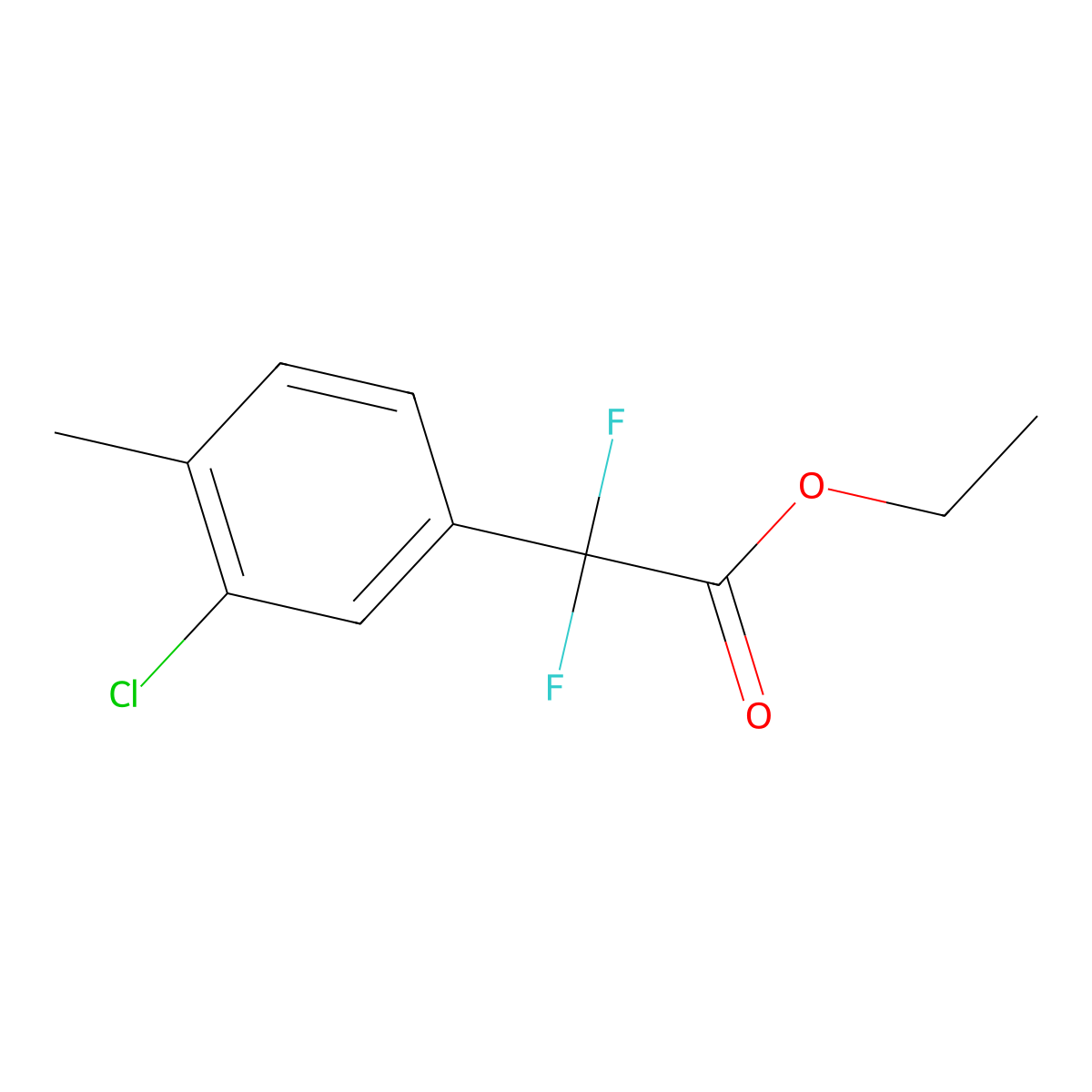 Ethyl 2-(3-chloro-4-methylphenyl)-2,2-difluoroacetate molecular structure, CAS 1260757-66-1