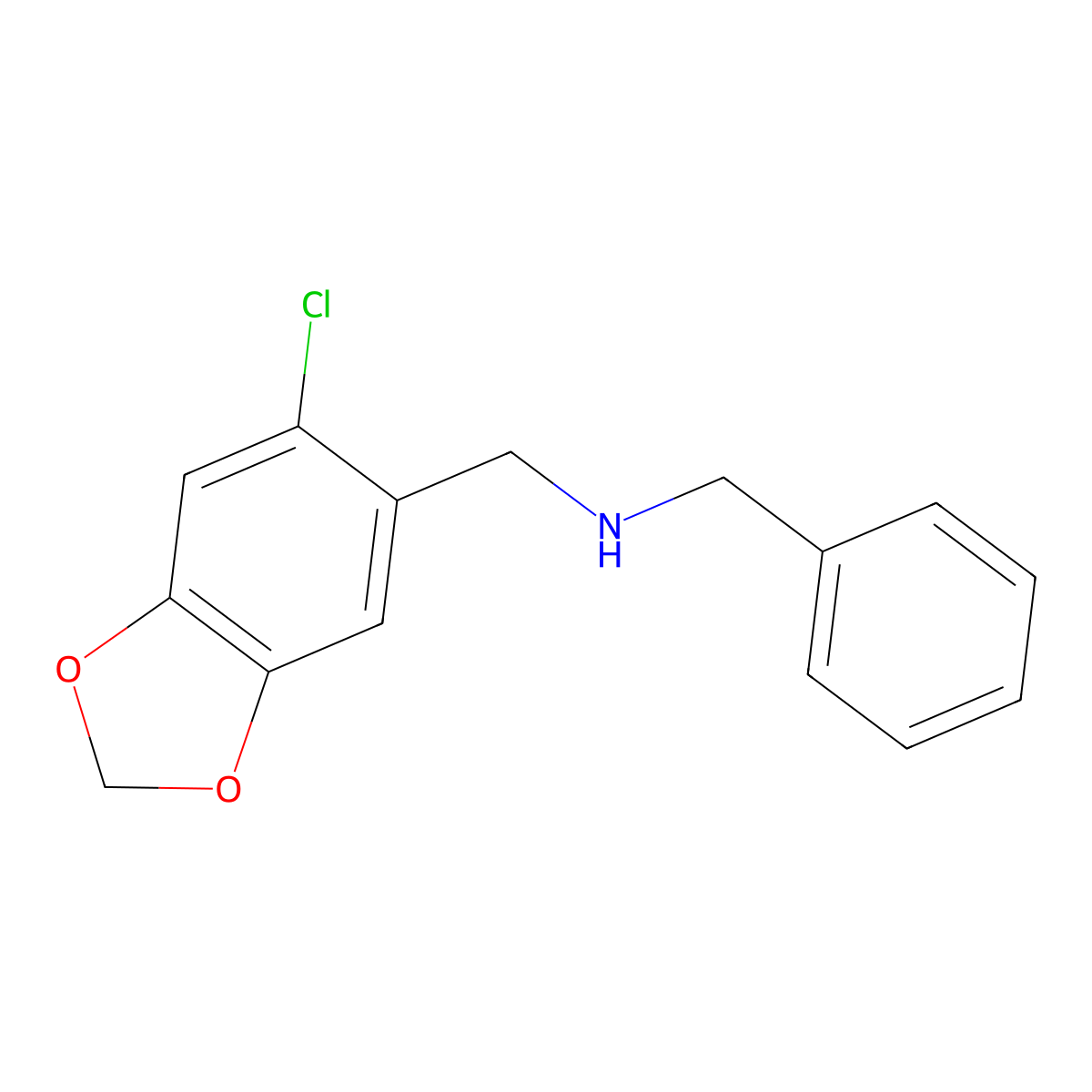 Benzyl[(6-chloro-1,3-dioxaindan-5-yl)methyl]amine molecular structure, CAS 1260758-29-9