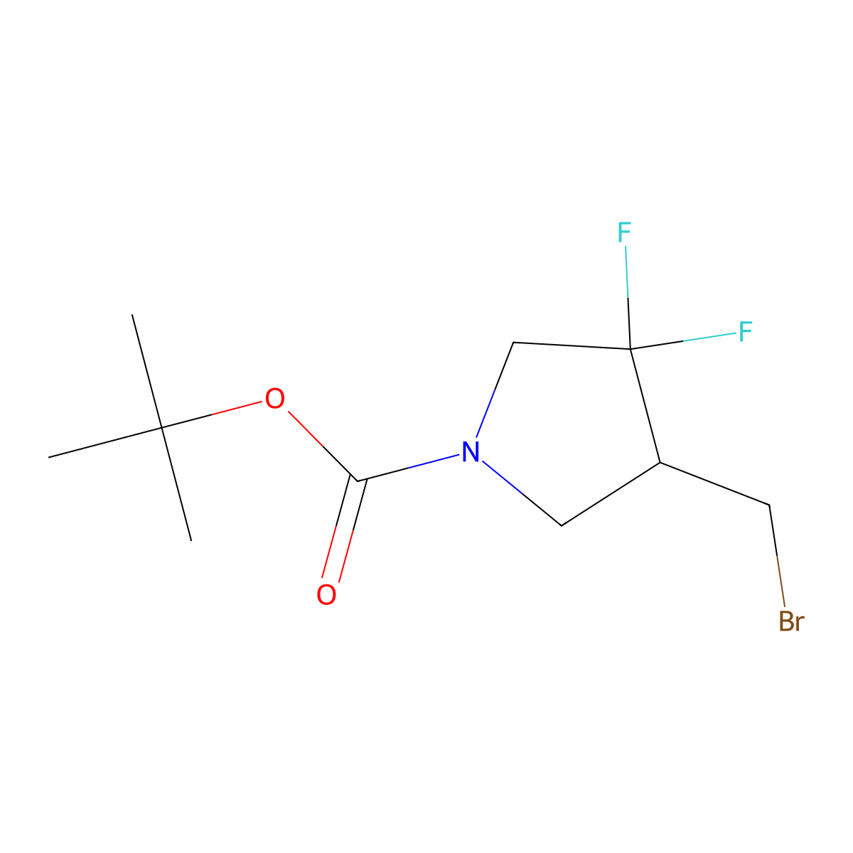 Tert-butyl 4-(bromomethyl)-3,3-difluoropyrrolidine-1-carboxylate molecular structure, CAS 1260760-83-5