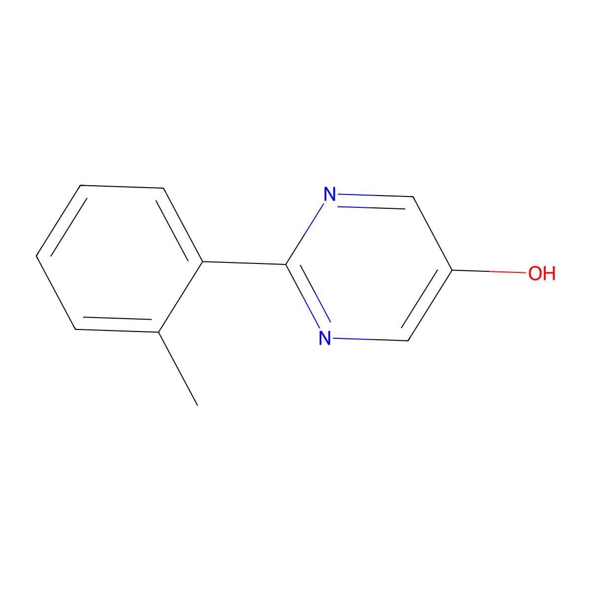 5-Pyrimidinol, 2-(2-methylphenyl)- molecular structure, CAS 1260760-98-2