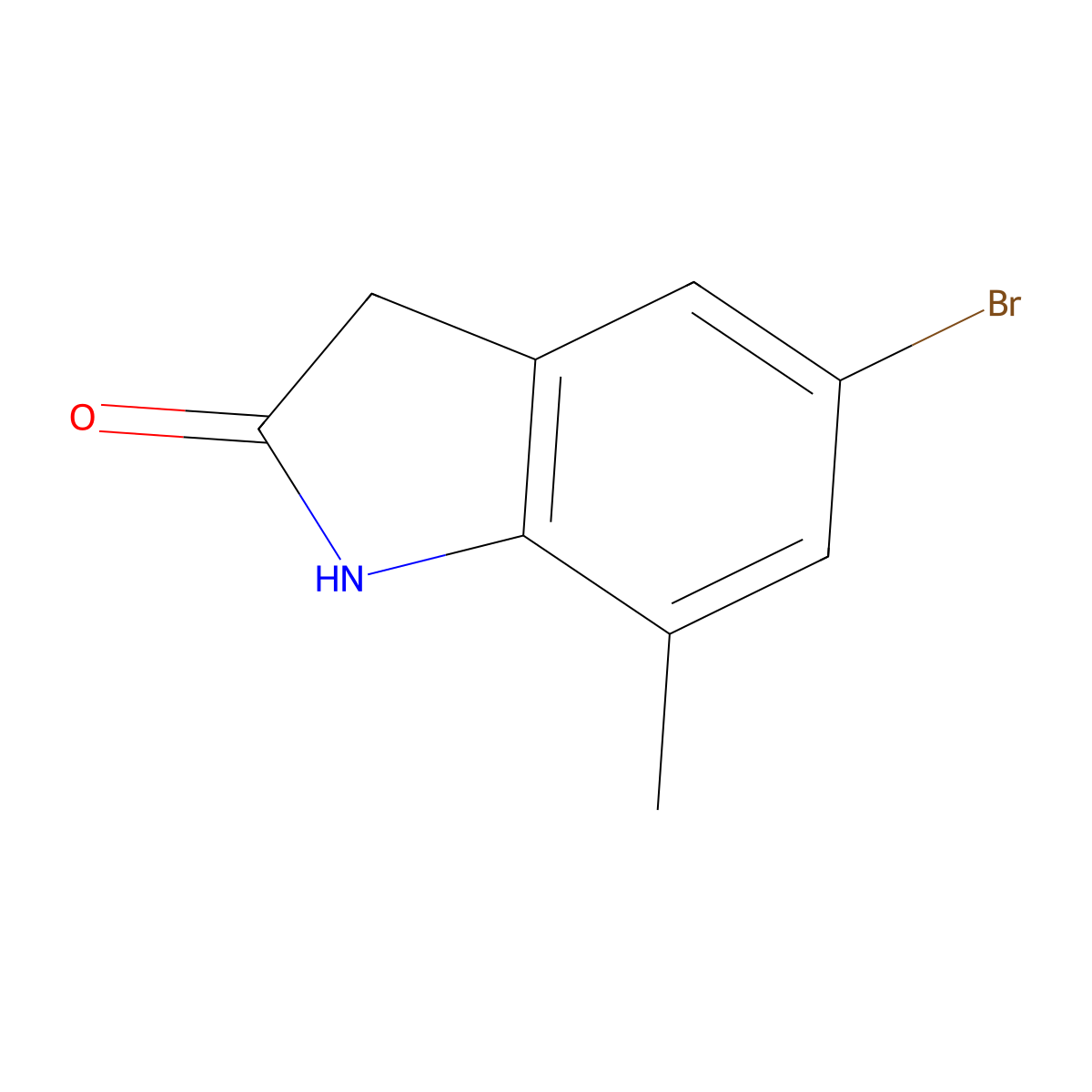 5-bromo-7-methyl-2,3-dihydro-1H-indol-2-one molecular structure, CAS 1260761-08-7