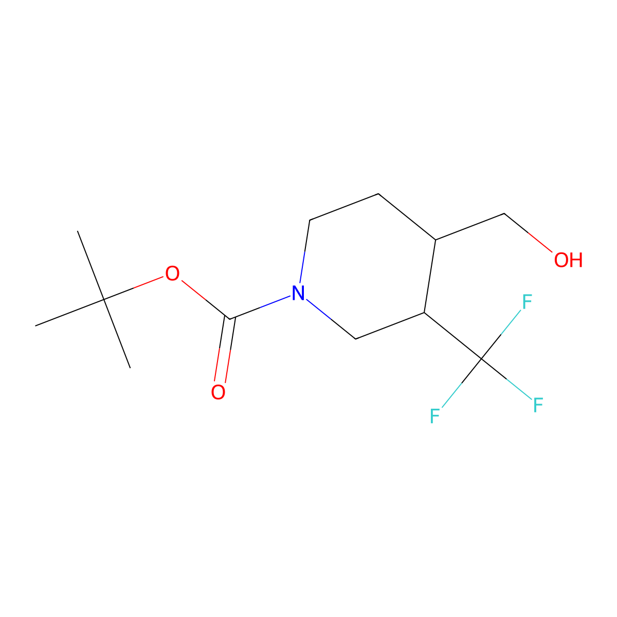 Tert-butyl 4-(hydroxymethyl)-3-(trifluoromethyl)piperidine-1-carboxylate molecular structure, CAS 1260761-45-2