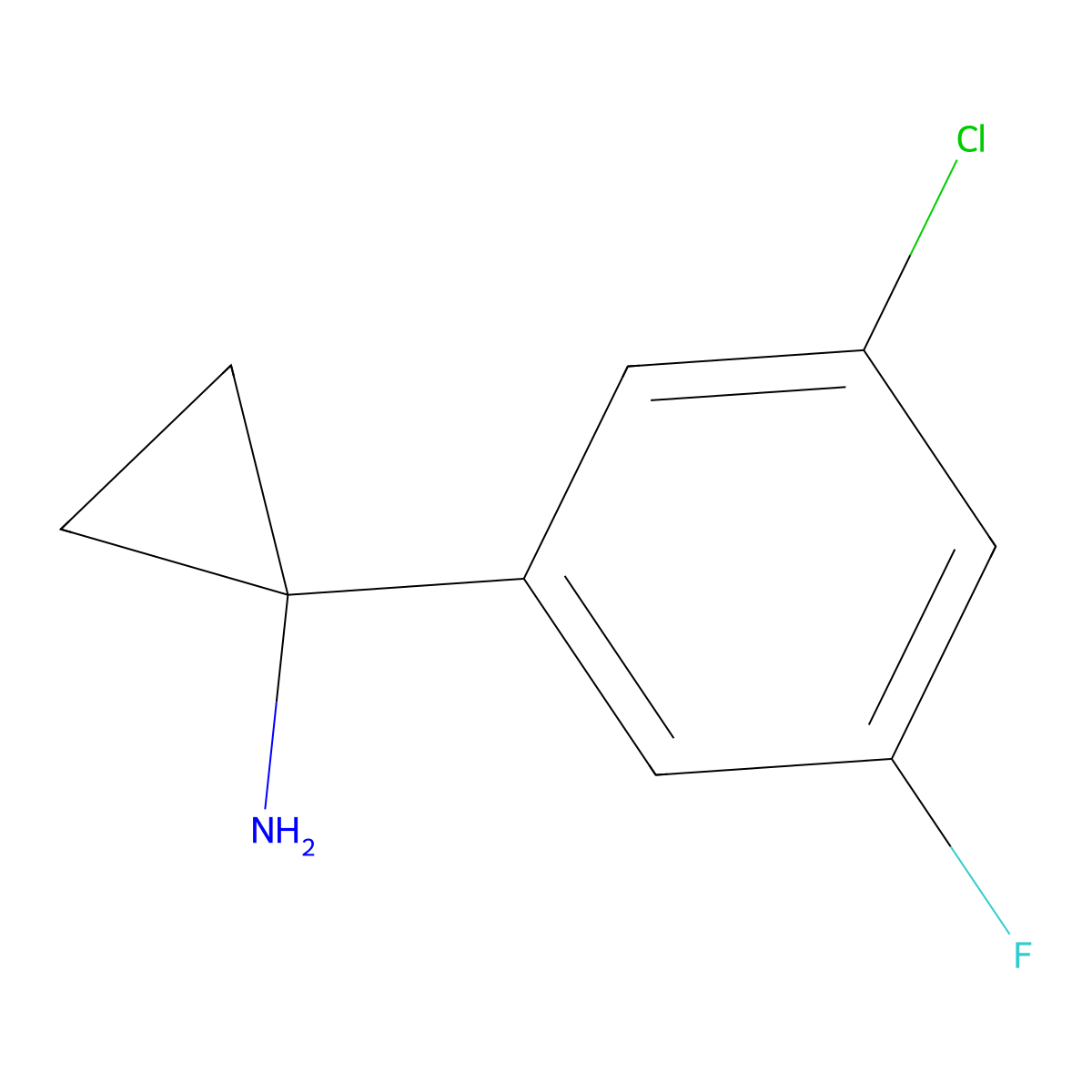 1-(3-Chloro-5-fluorophenyl)cyclopropan-1-amine molecular structure, CAS 1260761-81-6