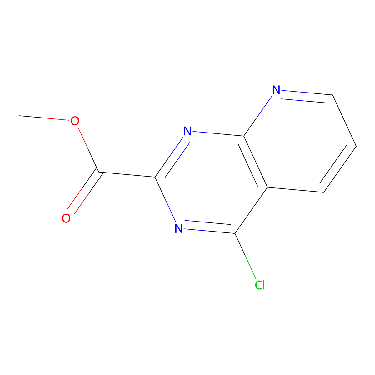 Methyl 4-chloropyrido[2,3-d]pyrimidine-2-carboxylate molecular structure, CAS 1260761-86-1