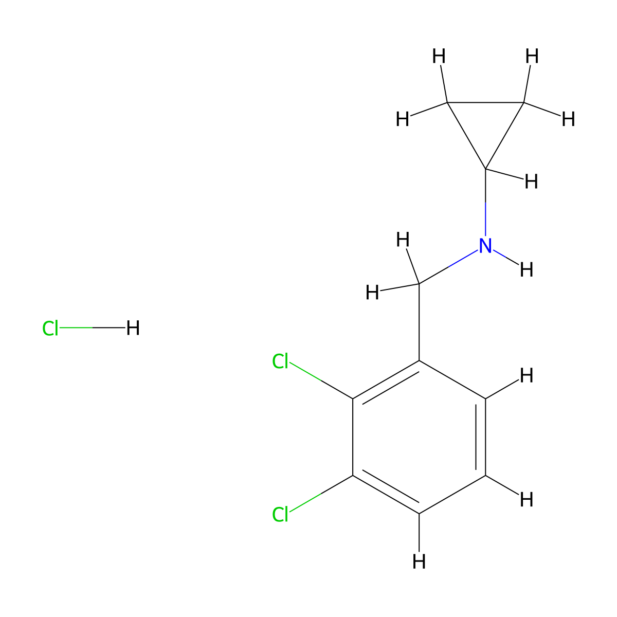 N-(2,3-dichlorobenzyl)cyclopropanamine hydrochloride molecular structure, CAS 1260763-07-2