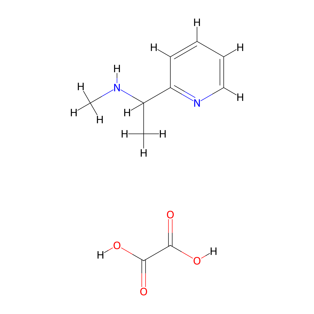 N-methyl-1-(2-pyridinyl)ethanamine oxalate molecular structure, CAS 1260763-13-0