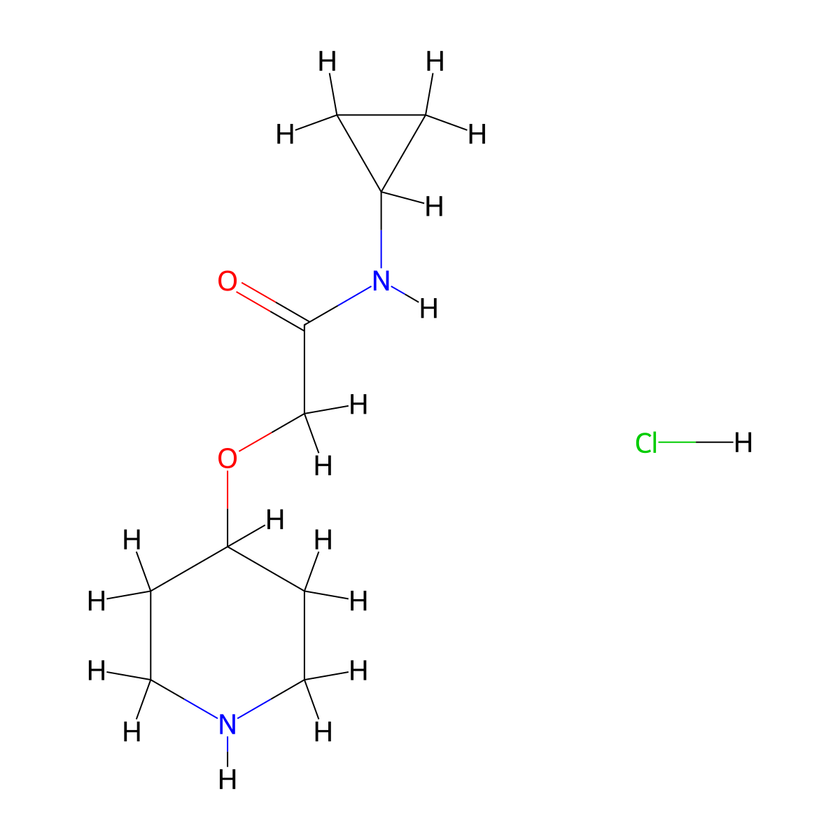N-cyclopropyl-2-(piperidin-4-yloxy)acetamide hydrochloride molecular structure, CAS 1260763-15-2