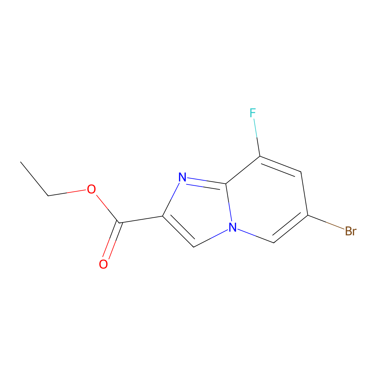 Ethyl 6-bromo-8-fluoroimidazo[1,2-a]pyridine-2-carboxylate molecular structure, CAS 1260763-32-3