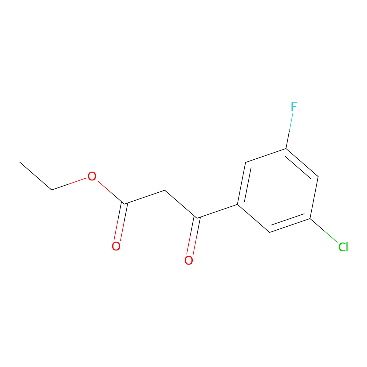 Ethyl 3-(3-chloro-5-fluorophenyl)-3-oxopropanoate molecular structure, CAS 1260763-41-4