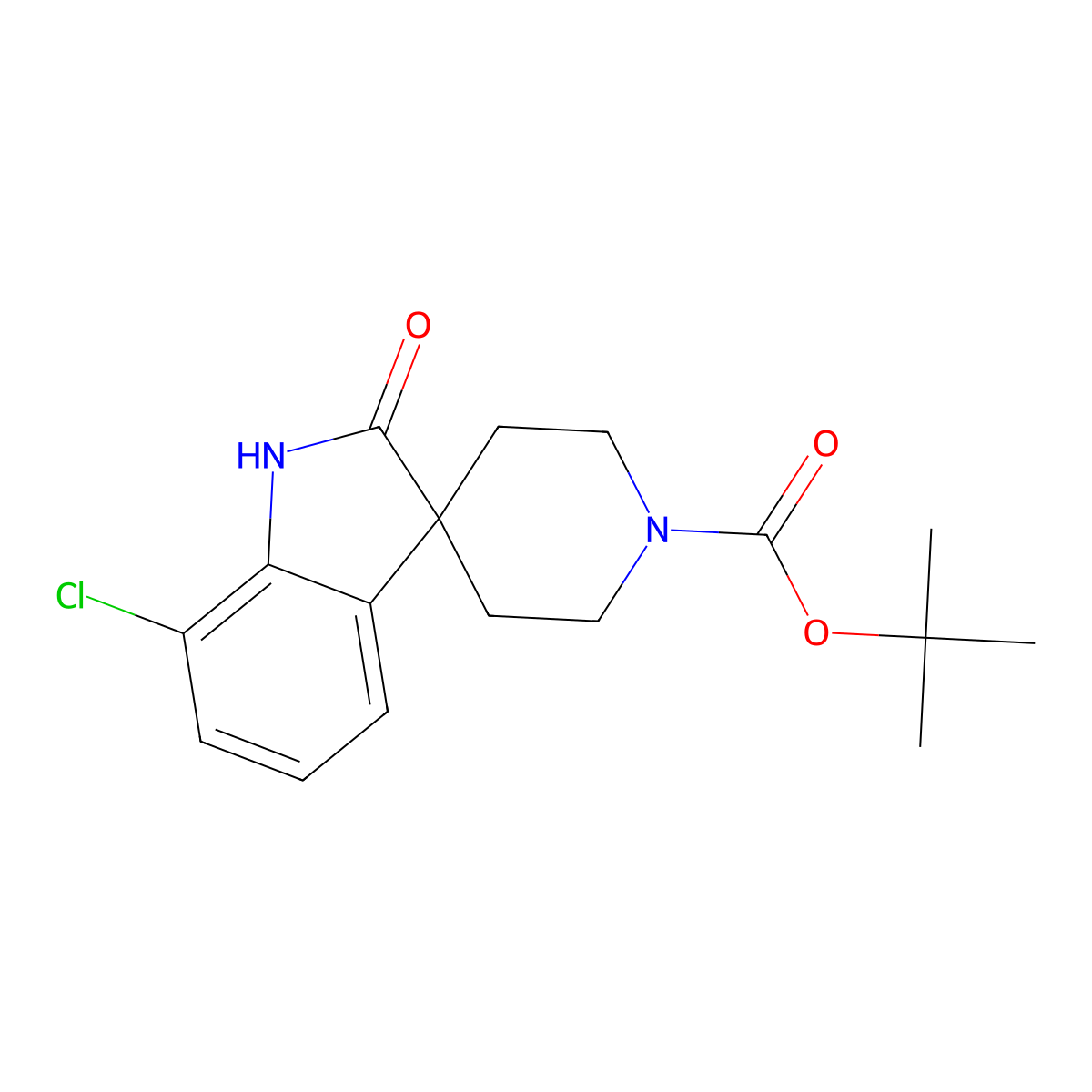 tert-Butyl 7-chloro-2-oxospiro[indoline-3,4'-piperidine]-1'-carboxylate molecular structure, CAS 1260763-61-8