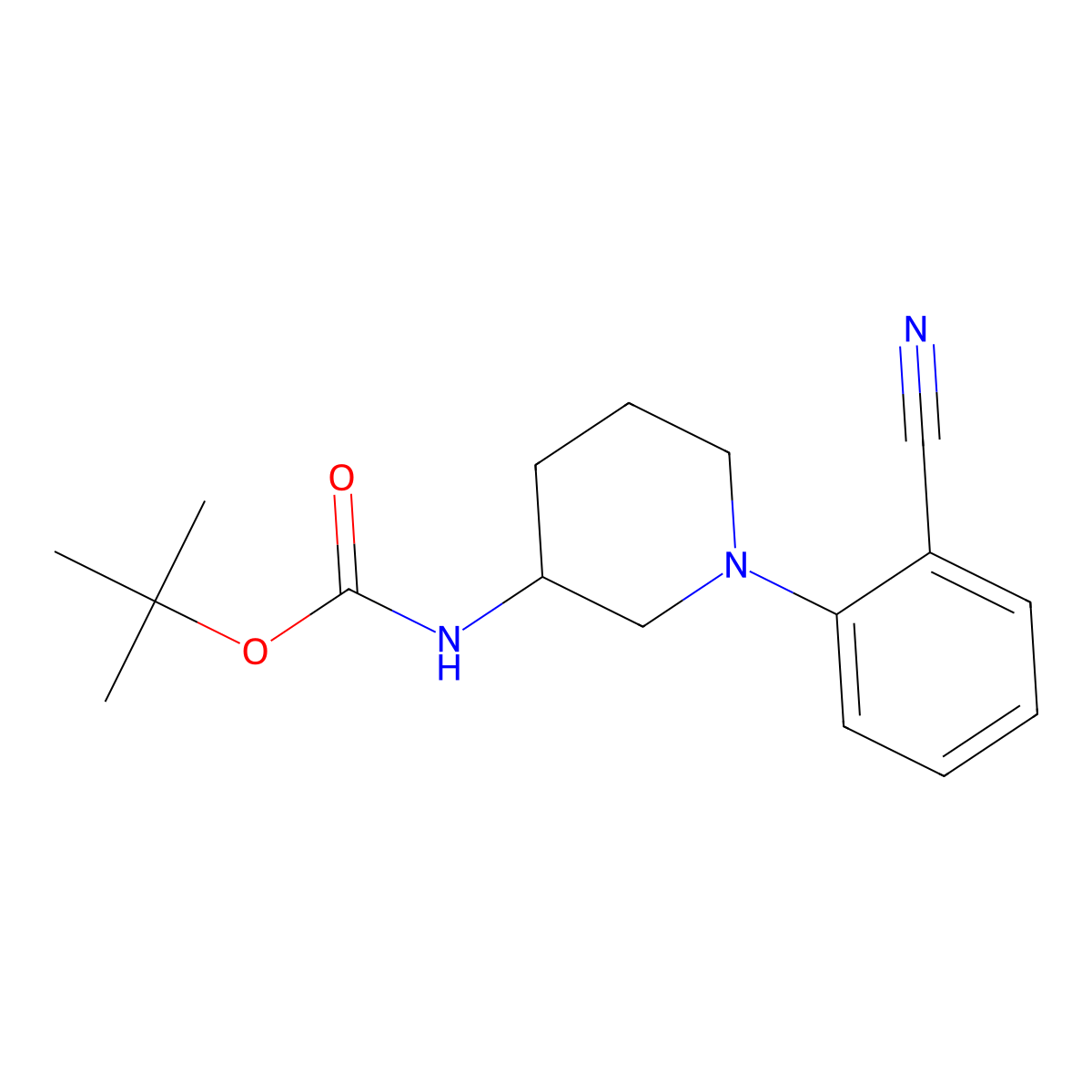 Tert-butyl N-[1-(2-cyanophenyl)piperidin-3-YL]carbamate molecular structure, CAS 1260763-63-0