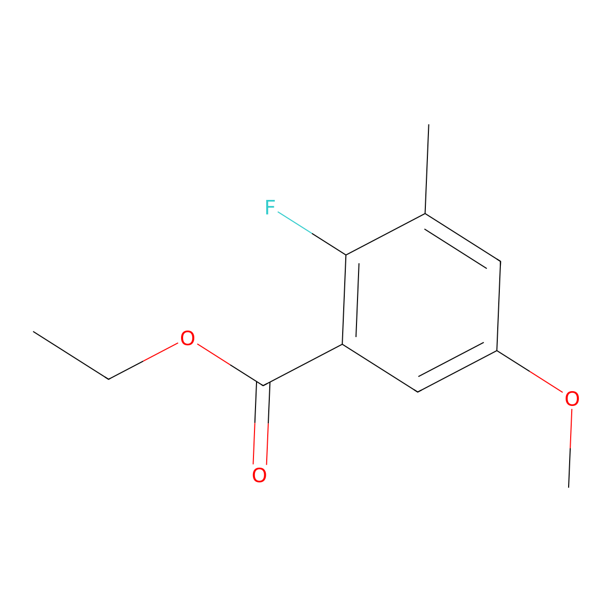 Ethyl 2-fluoro-5-methoxy-3-methylbenzoate molecular structure, CAS 1260765-02-3