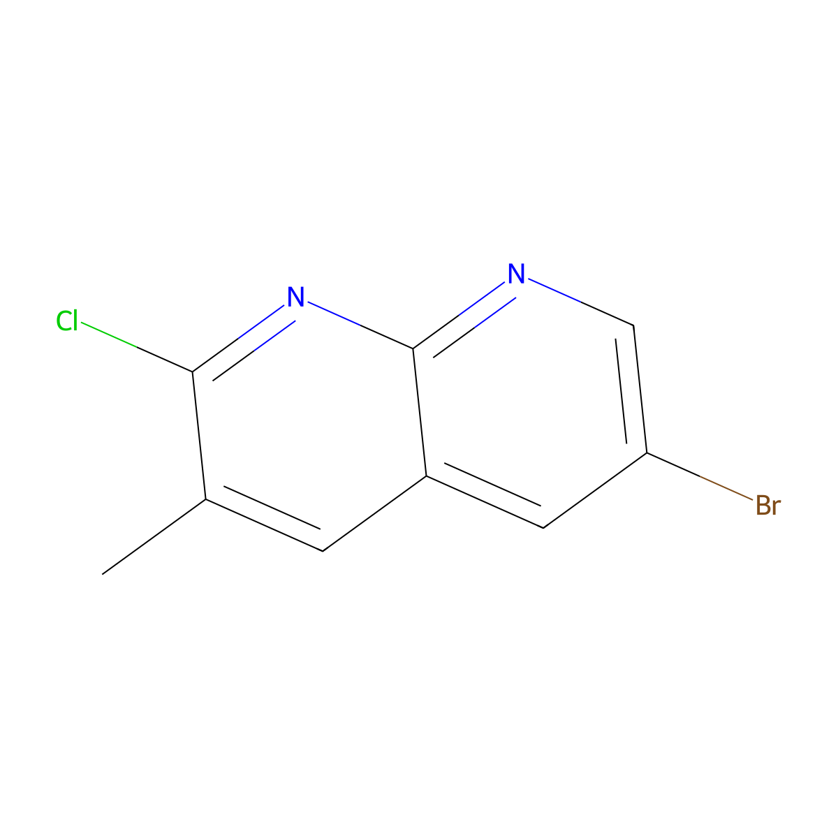 6-Bromo-2-chloro-3-methyl-1,8-naphthyridine molecular structure, CAS 1260765-22-7