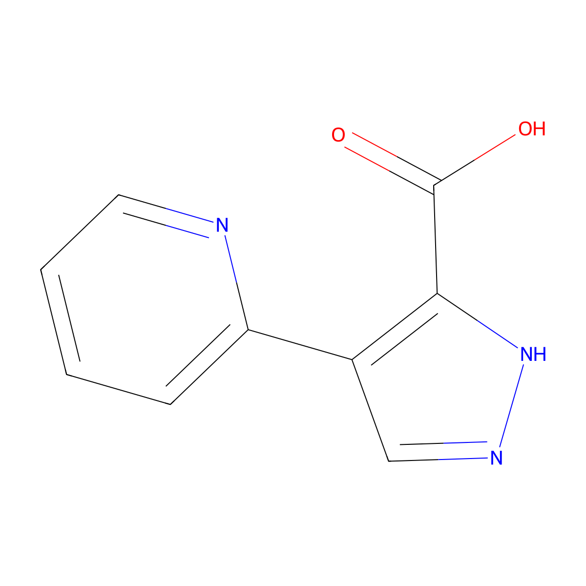 4-(Pyridin-2-yl)-1H-pyrazole-5-carboxylic acid molecular structure, CAS 1260765-26-1
