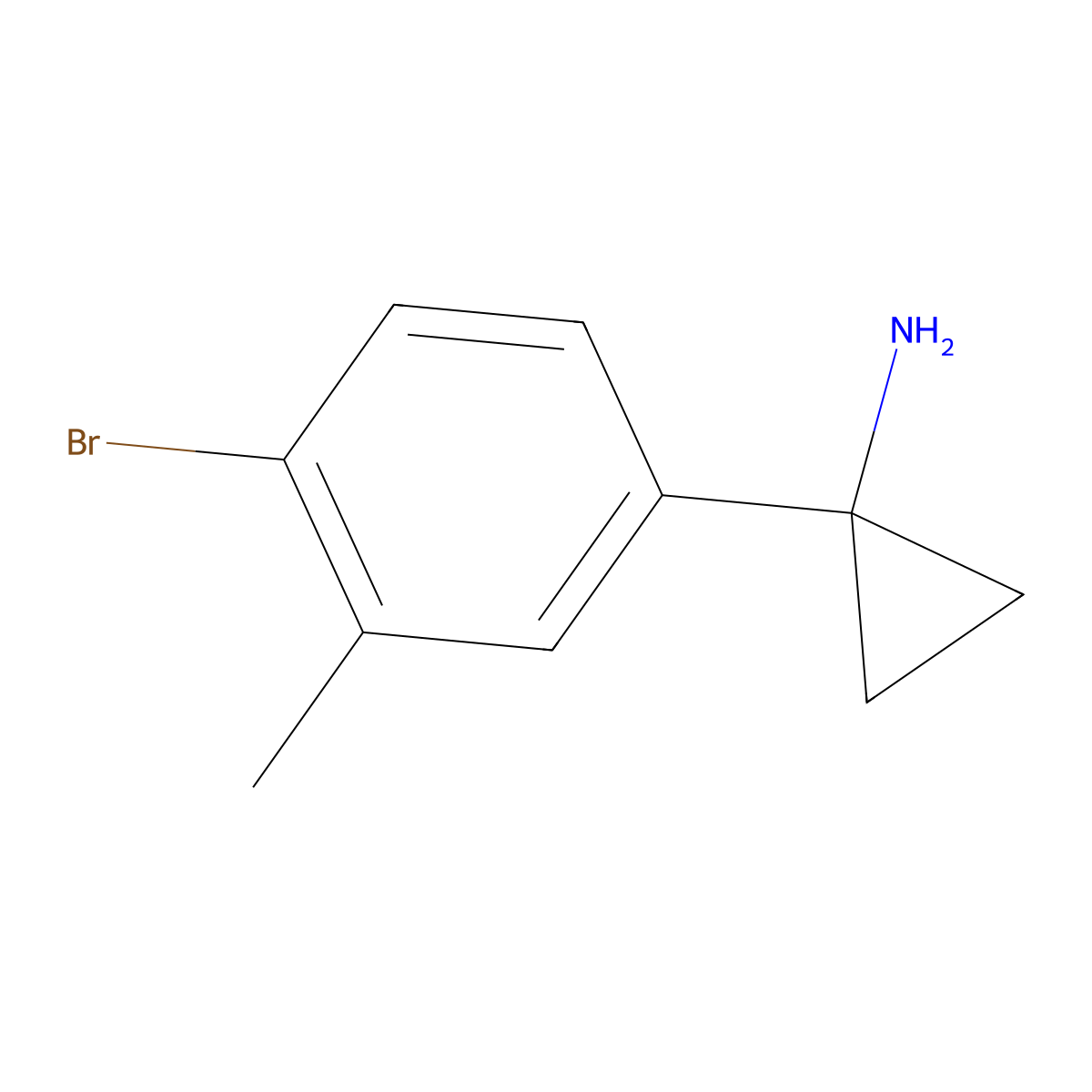 1-(4-Bromo-3-methylphenyl)cyclopropan-1-amine molecular structure, CAS 1260766-01-5