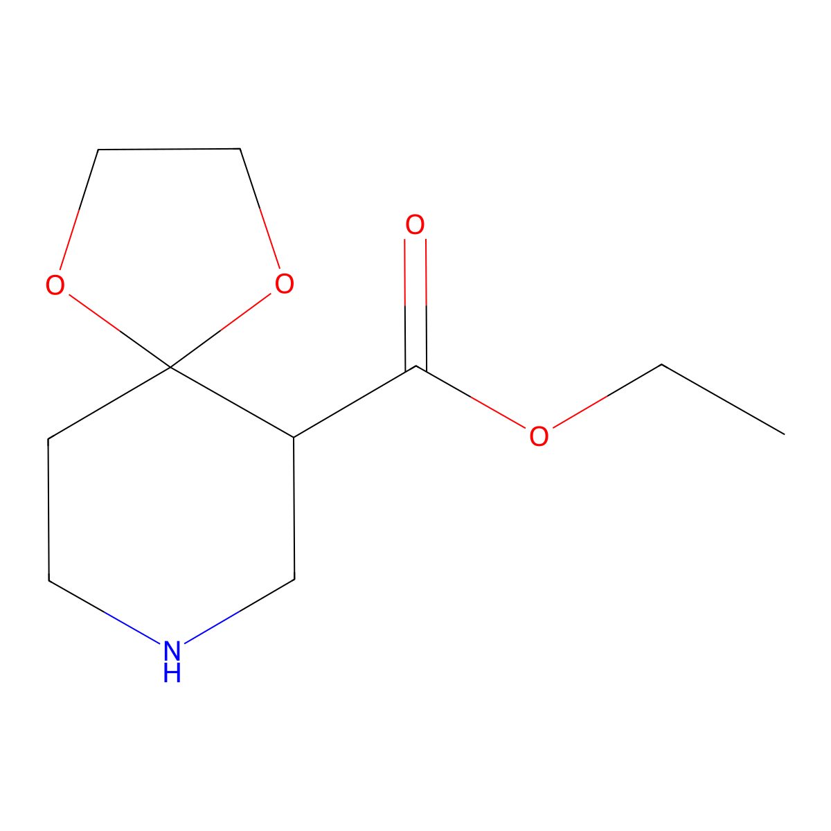 Ethyl 1,4-dioxa-8-azaspiro[4.5]decane-6-carboxylate molecular structure, CAS 1260766-44-6