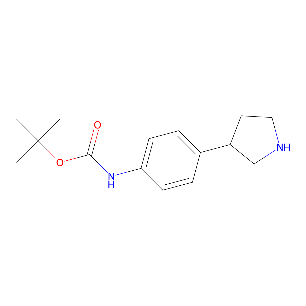 tert-butyl N-[4-(pyrrolidin-3-yl)phenyl]carbamate molecular structure, CAS 1260768-56-6
