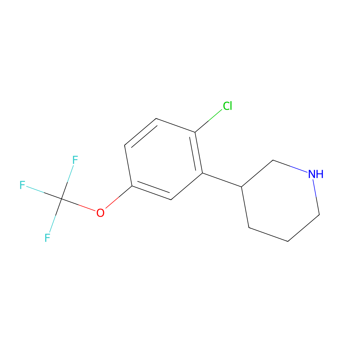 3-(2-Chloro-5-(trifluoromethoxy)phenyl)piperidine molecular structure, CAS 1260771-04-7