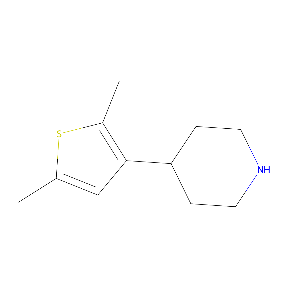4-(2,5-Dimethylthiophen-3-yl)piperidine molecular structure, CAS 1260772-77-7