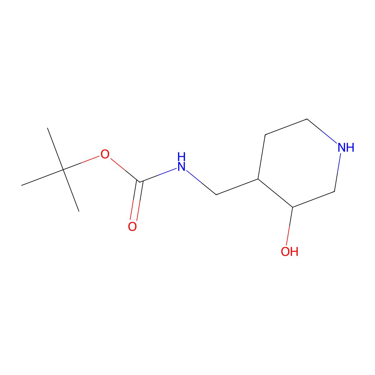(3-Hydroxy-piperidin-4-ylmethyl)-carbamic acid ter molecular structure, CAS 1260772-88-0