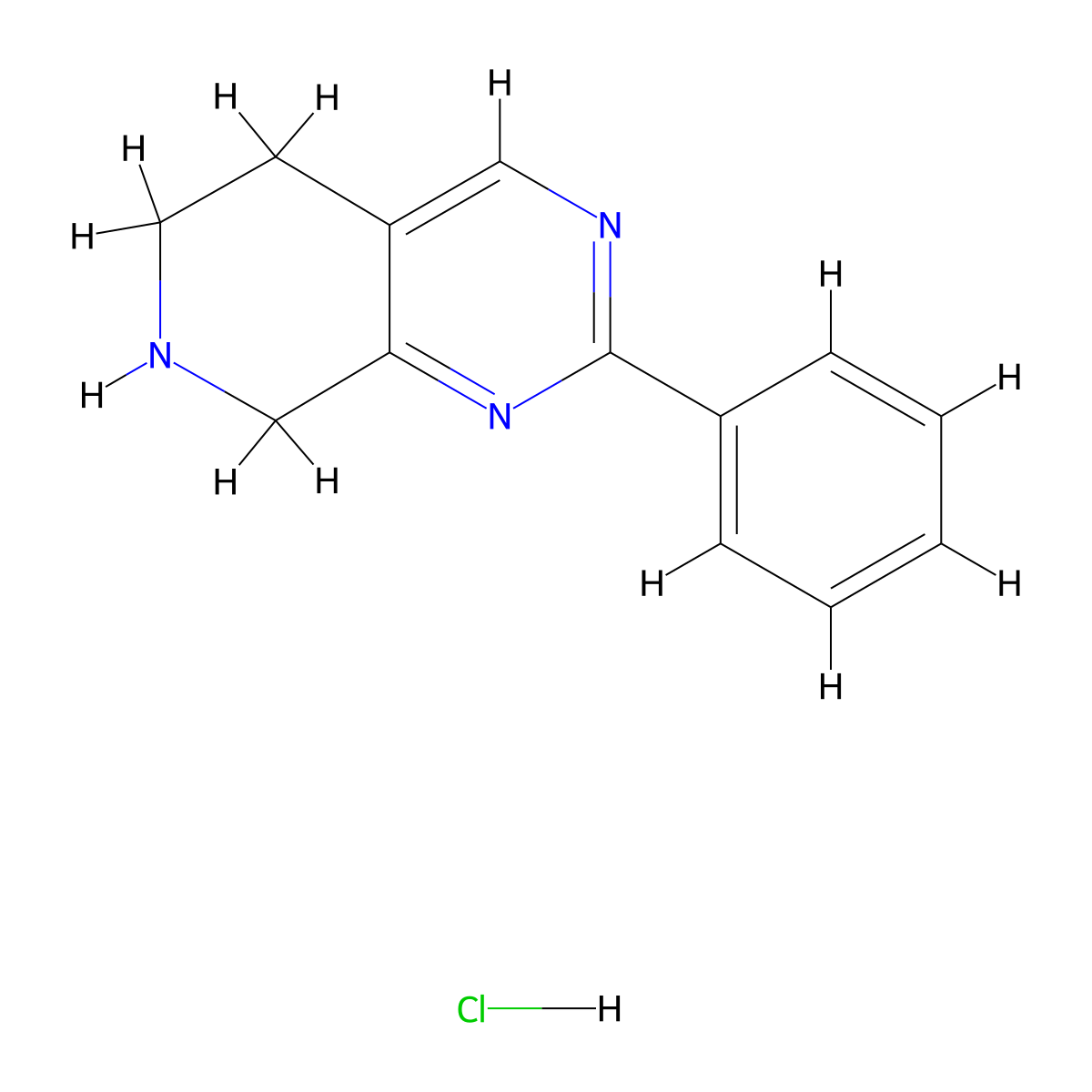 2-Phenyl-5,6,7,8-tetrahydropyrido[3,4-d]pyrimidine hydrochloride molecular structure, CAS 1260772-91-5