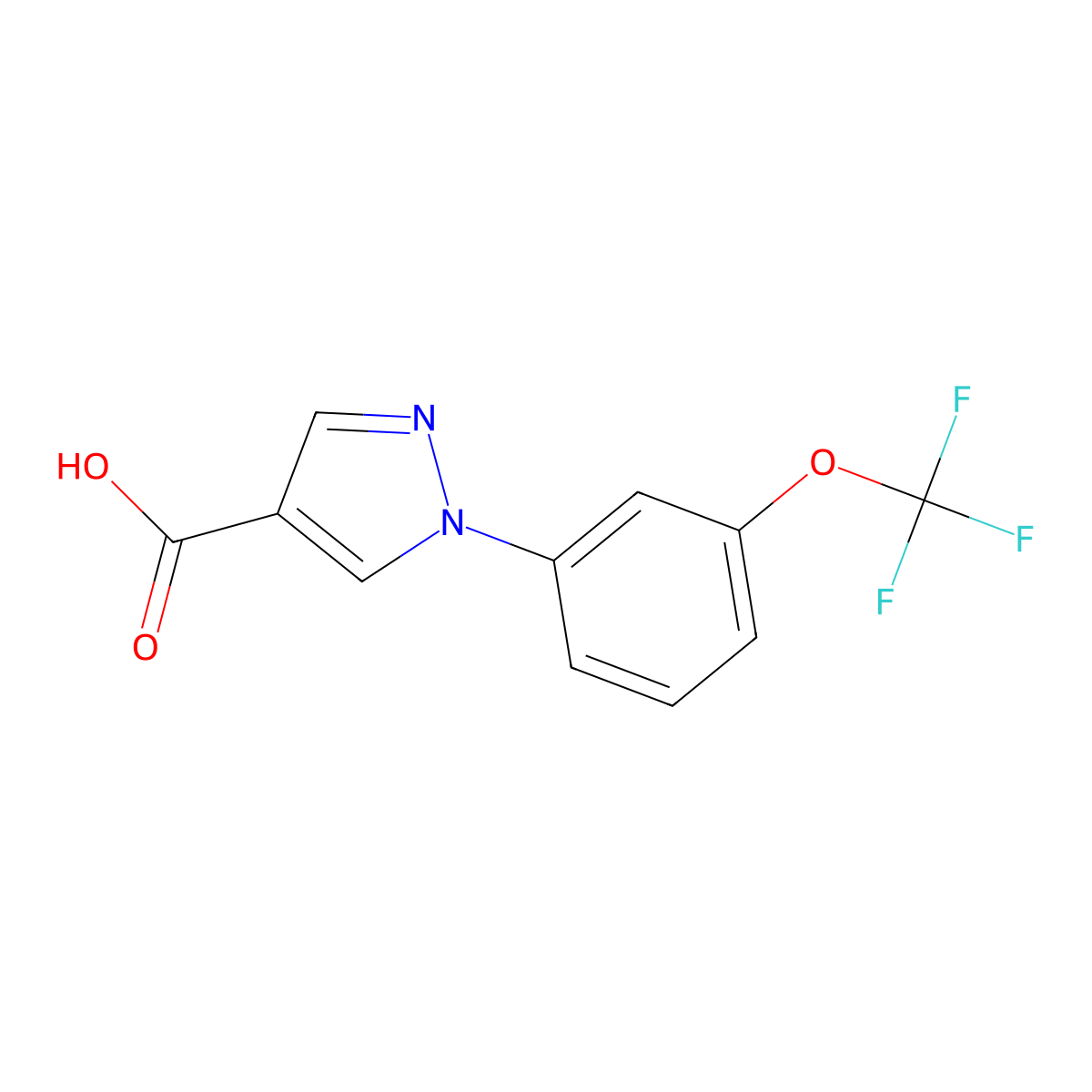 1-(3-(Trifluoromethoxy)phenyl)-1H-pyrazole-4-carboxylic acid molecular structure, CAS 1260773-08-7