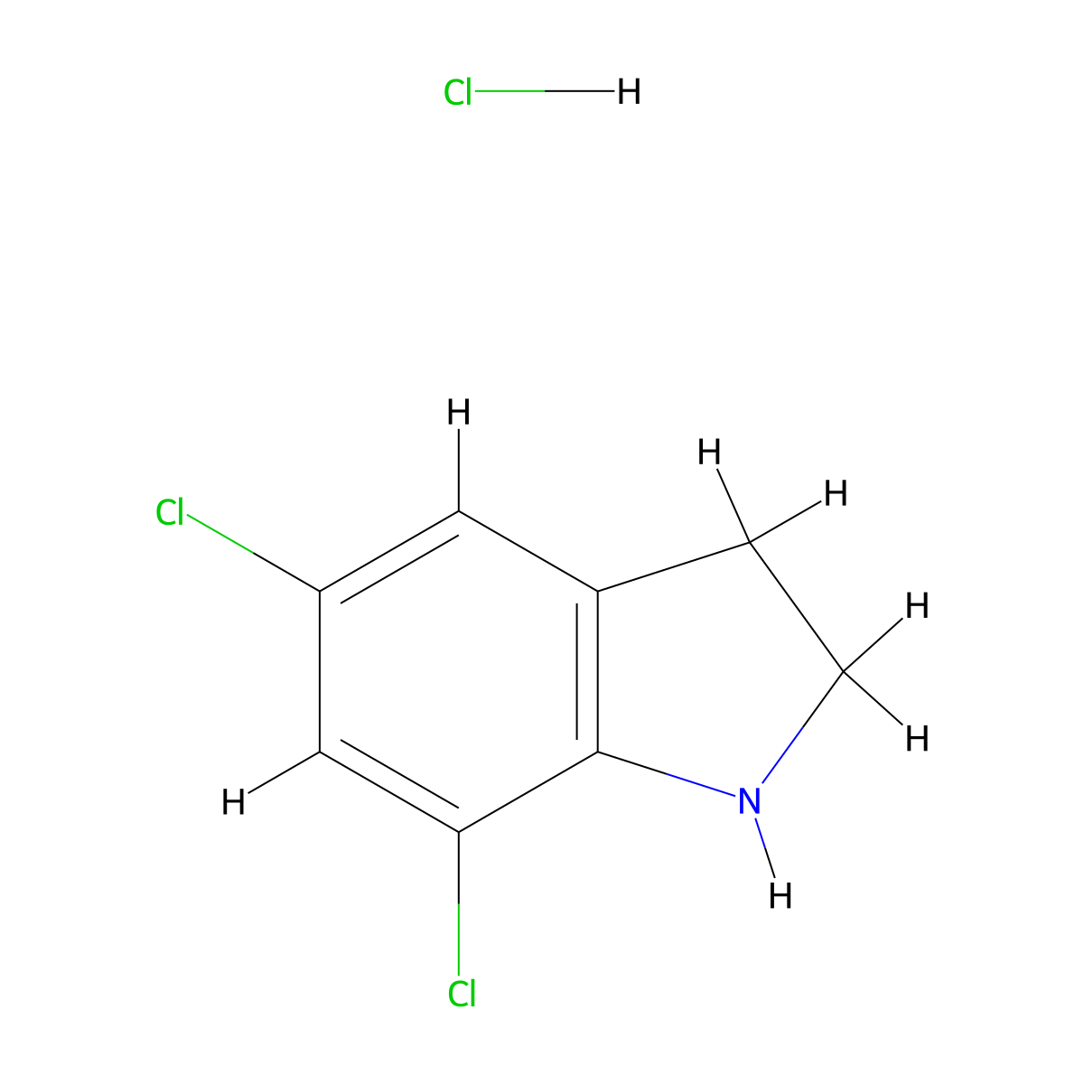 5,7-Dichloro-2,3-dihydro-1H-indole hydrochloride molecular structure, CAS 1260773-26-9
