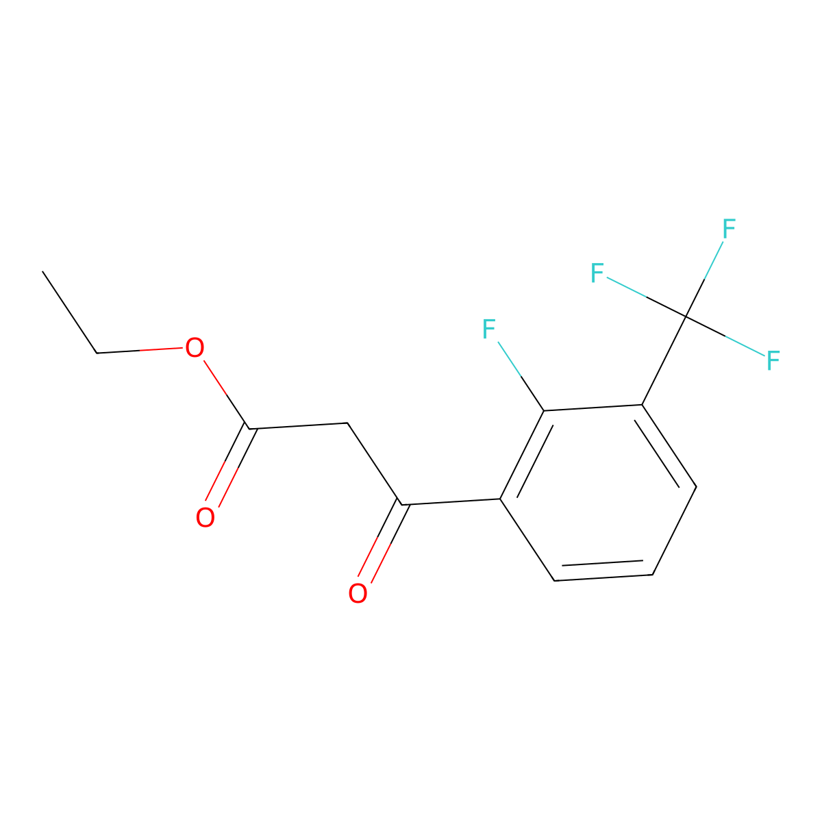 Ethyl 3-(2-fluoro-3-(trifluoromethyl)phenyl)-3-oxopropanoate molecular structure, CAS 1260774-37-5