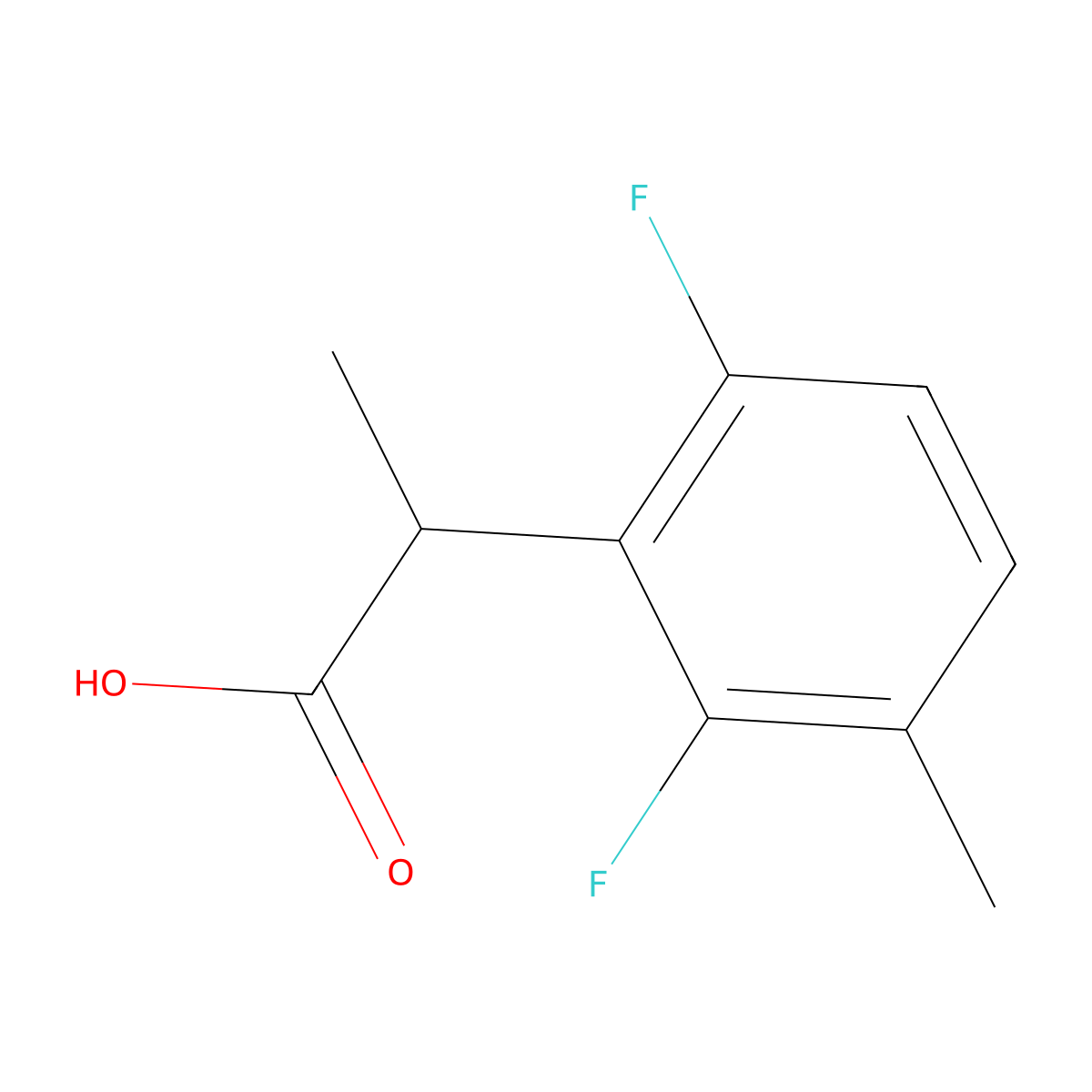 2-(2,6-Difluoro-3-methylphenyl)propanoic acid molecular structure, CAS 1260775-10-7