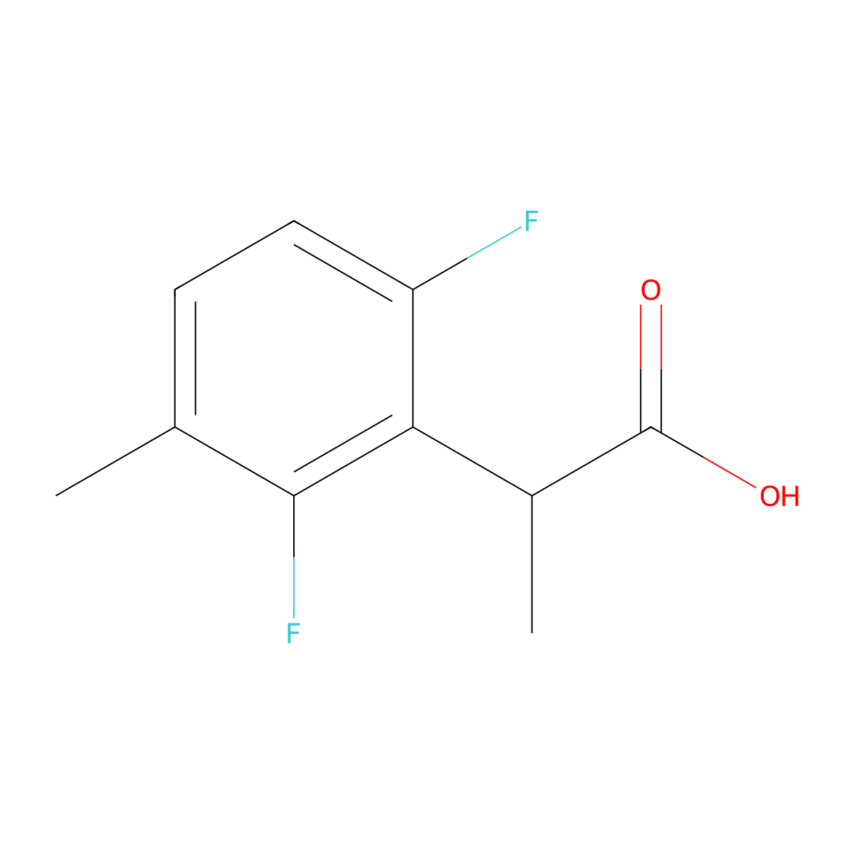 2-(2,6-Difluoro-3-methylphenyl)propanoic acid molecular structure, CAS 1260775-10-7