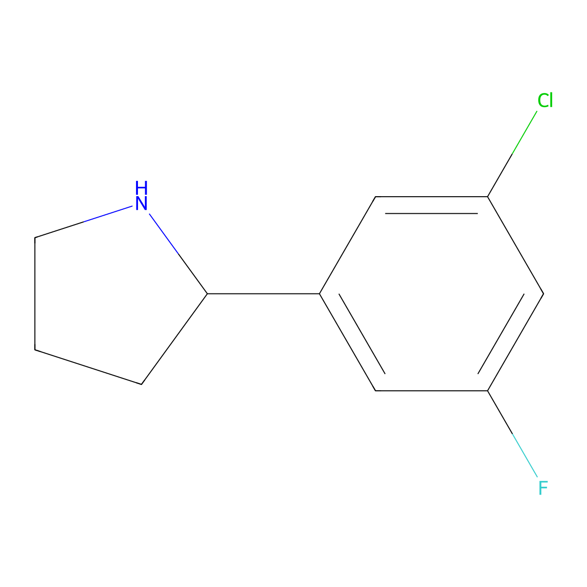 2-(3-Chloro-5-fluorophenyl)pyrrolidine molecular structure, CAS 1260775-18-5