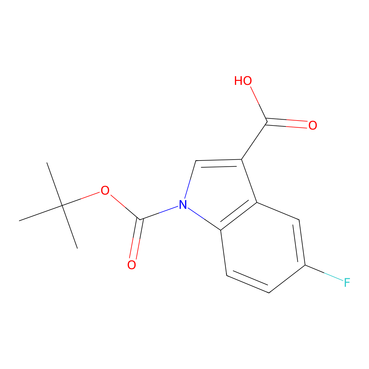 1-(1,1-Dimethylethyl) 5-fluoro-1H-indole-1,3-dicarboxylate molecular structure, CAS 1260775-74-3
