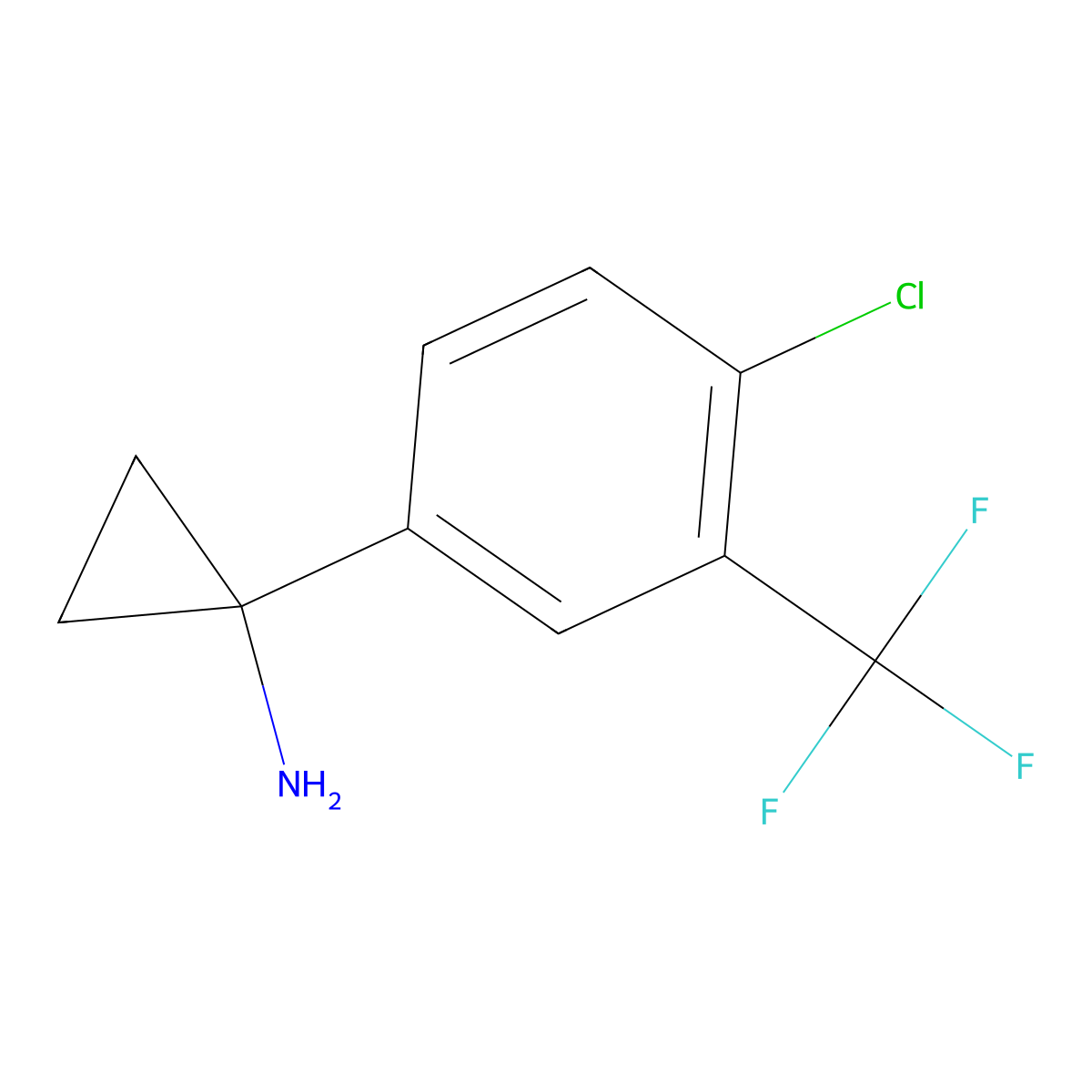 1-[4-Chloro-3-(trifluoromethyl)phenyl]cyclopropan-1-amine molecular structure, CAS 1260778-44-6