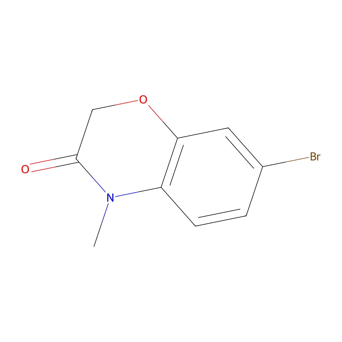 7-bromo-4-methyl-3,4-dihydro-2H-1,4-benzoxazin-3-one molecular structure, CAS 1260778-66-2