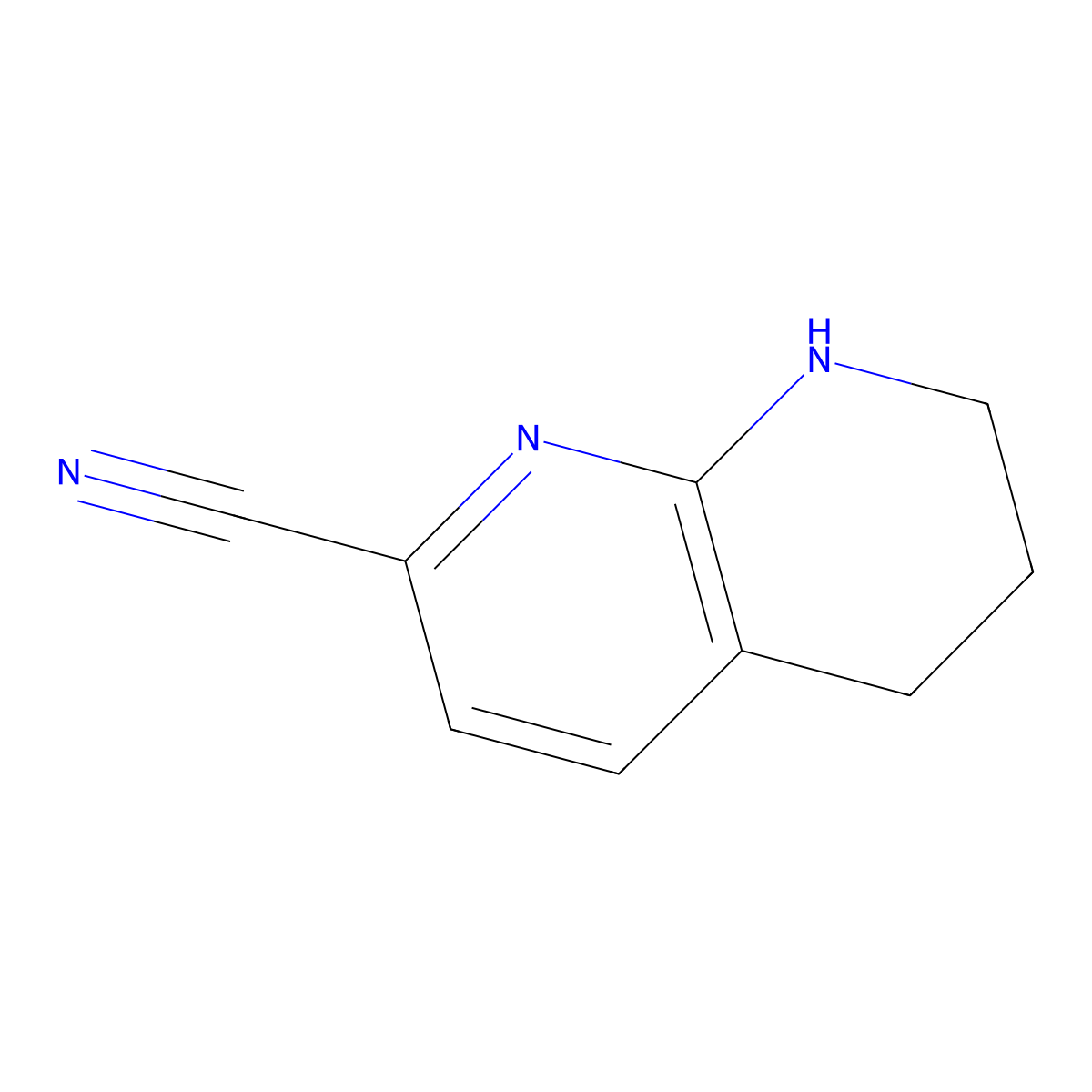 5,6,7,8-Tetrahydro-1,8-naphthyridine-2-carbonitrile molecular structure, CAS 1260779-07-4