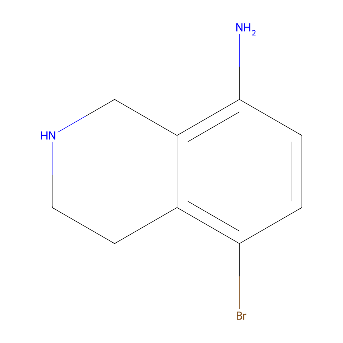 5-Bromo-1,2,3,4-tetrahydroisoquinolin-8-amine molecular structure, CAS 1260779-54-1