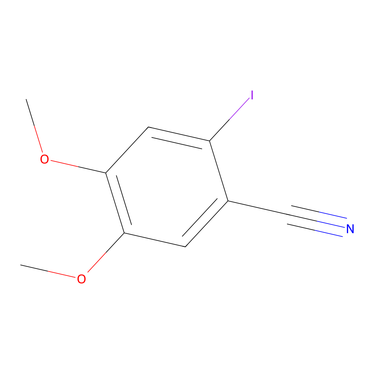2-Iodo-4,5-dimethoxybenzonitrile molecular structure, CAS 1260779-86-9