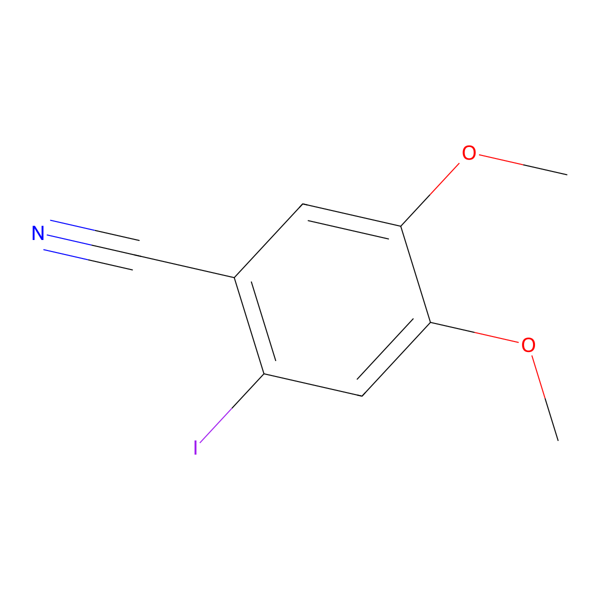 2-Iodo-4,5-dimethoxybenzonitrile molecular structure, CAS 1260779-86-9