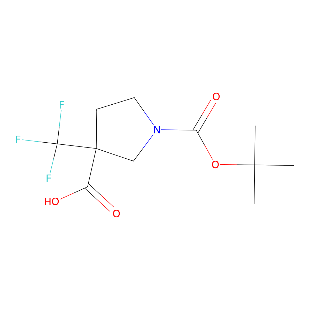 1-[(Tert-butoxy)carbonyl]-3-(trifluoromethyl)pyrrolidine-3-carboxylic acid molecular structure, CAS 1260780-23-1