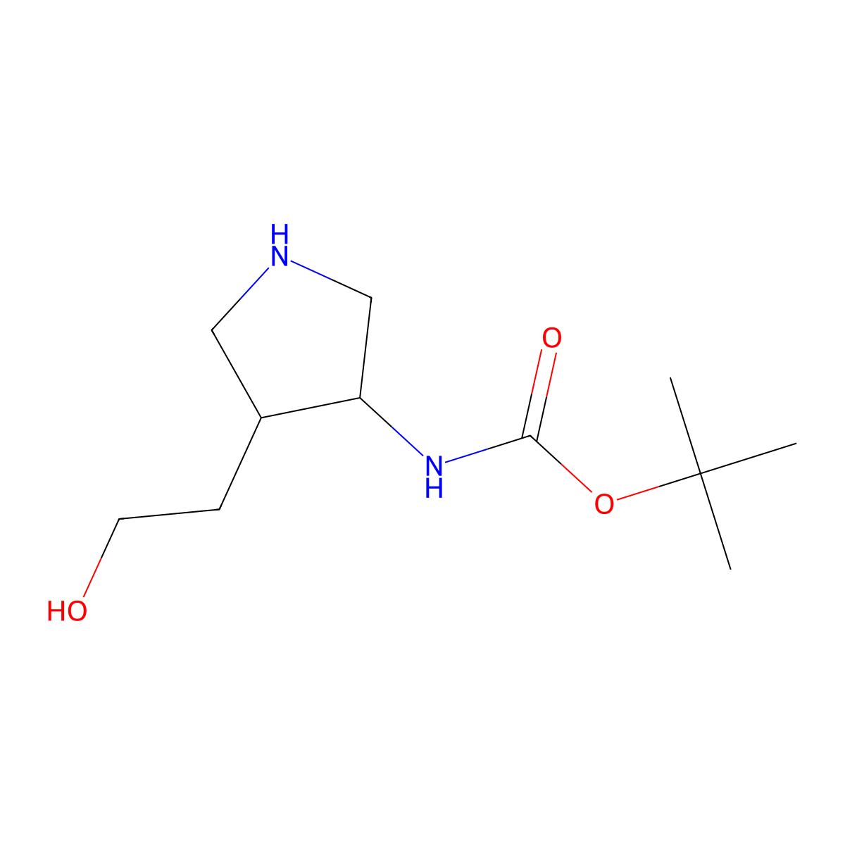 Tert-butyl N-[4-(2-hydroxyethyl)pyrrolidin-3-YL]carbamate molecular structure, CAS 1260780-38-8