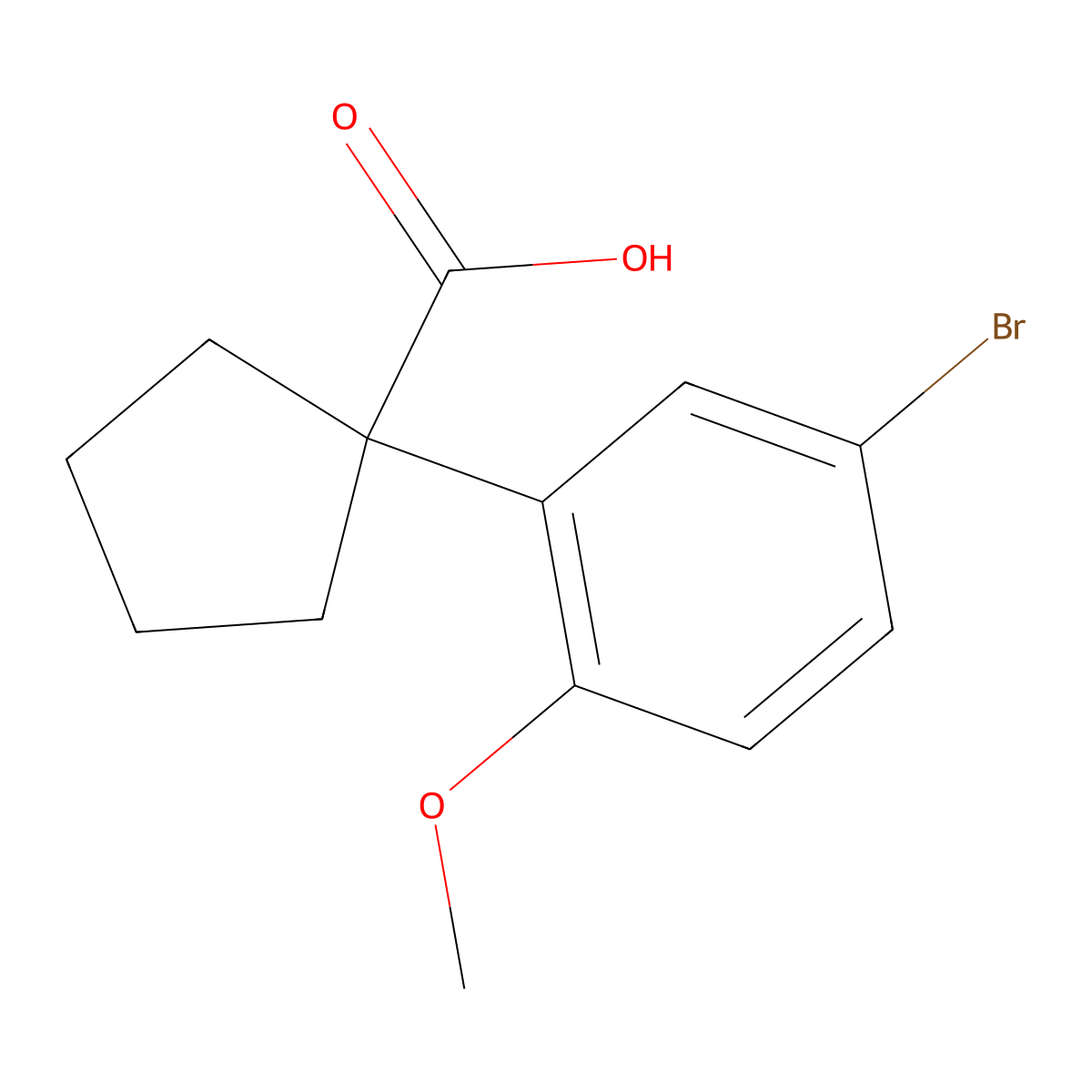1-(5-Bromo-2-methoxyphenyl)cyclopentanecarboxylic Acid molecular structure, CAS 1260780-68-4
